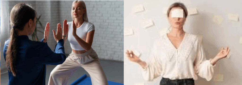 pessoas em manifestação consciente através da meditação plena.